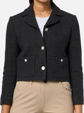 Theory Women's Black Boxy Crop Jacket Size 16